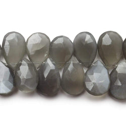 11x8-15x10mm Platinum Grey Moonstone Faceted Pear Beads 7.5 inch 43 pieces A (ONLINE ORDER ONLY)