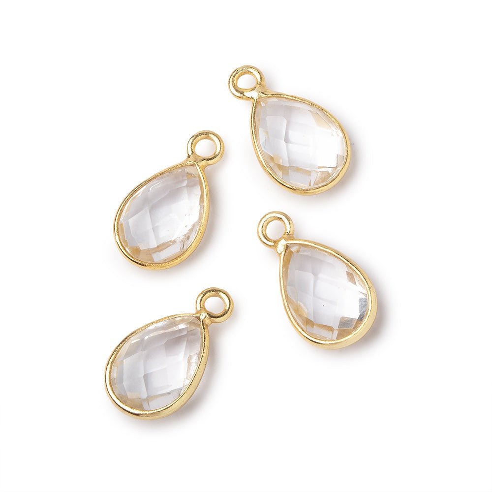 11x8mm Vermeil Bezel Crystal Quartz Faceted Pear Focal Pendants Set of 4 pieces (ONLINE ORDER ONLY)