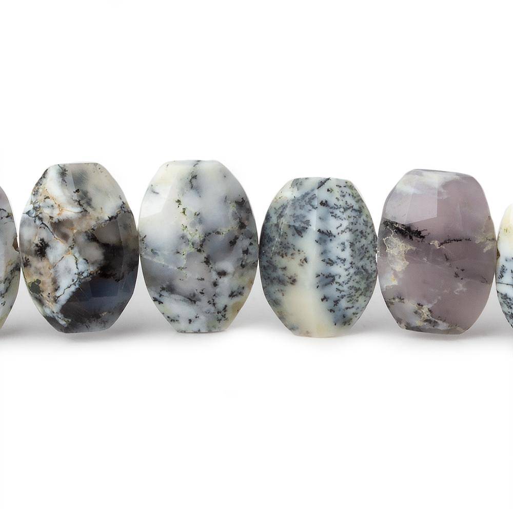 11x9-13.5x9mm Dendritic Opal Side Drilled Faceted Cushion 6 inch 15 beads (ONLINE ORDER ONLY)