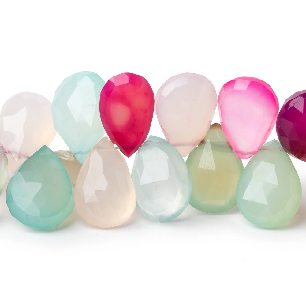 11x9-13x11mm Multi Color Chalcedony Faceted Pears 7.5 inch 45 Beads (ONLINE ORDER ONLY)