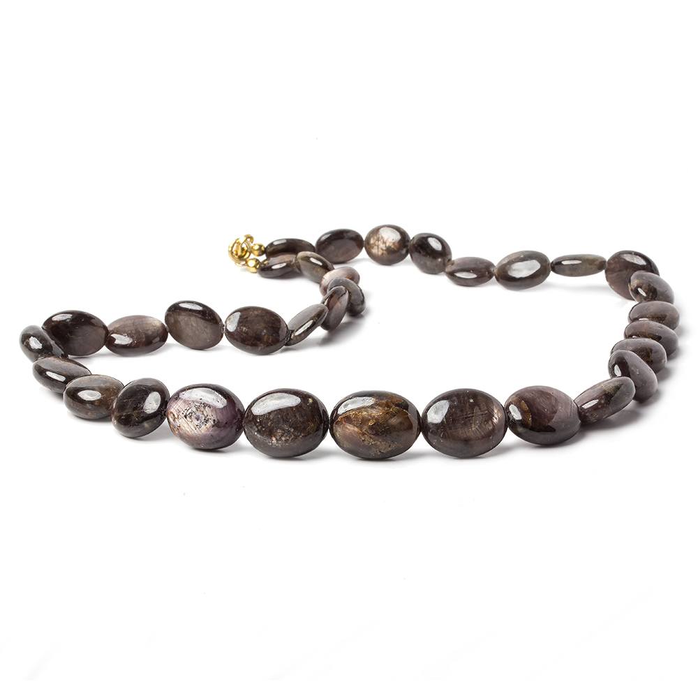 11x9-16x13mm Chocolate Sapphire plain oval Necklace Brass Lobster Clasp 17 inch (ONLINE ORDER ONLY)