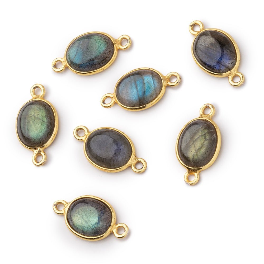 11x9mm Vermeil Bezel Labradorite Oval Cabochon Connector 1 piece (ONLINE ORDER ONLY)