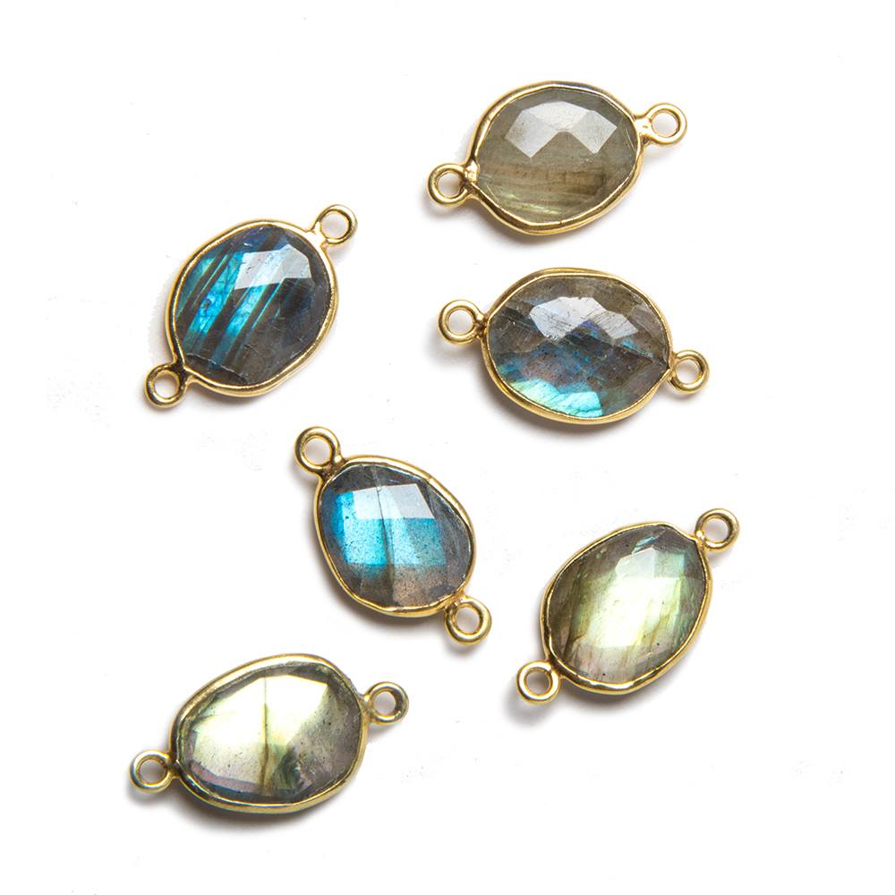 11x9mm Vermeil Bezeled Labradorite faceted nugget Connector 1 piece (ONLINE ORDER ONLY)