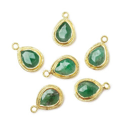 11x9mm Vermeil Twist Rope Bezel Emerald Faceted Pear Pendant 1 piece (ONLINE ORDER ONLY)