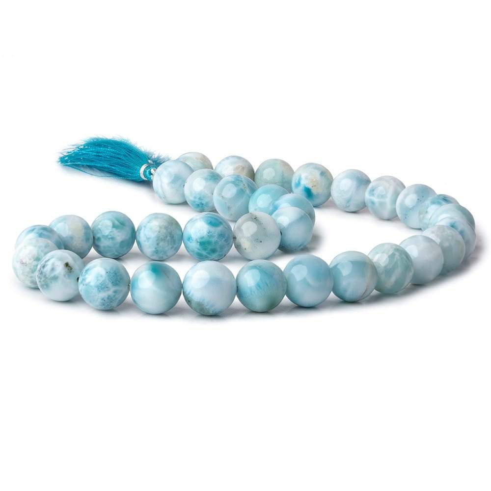 12-12.5mm Larimar Plain Round beads 15 inch 33 pieces AAA (ONLINE ORDER ONLY)