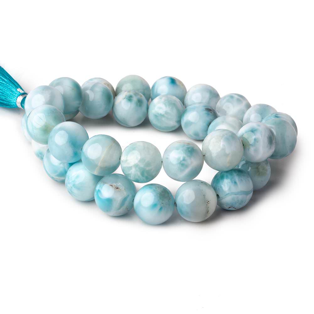 12-12.5mm Larimar Plain Round beads 15 inch 33 pieces AAA (ONLINE ORDER ONLY)