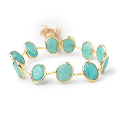 12-14mm Vermeil Bezel Amazonite Side Drill Nuggets 6.5 inch 11 Beads (ONLINE ORDER ONLY)