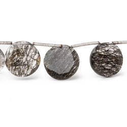 12-15mm Black Tourmalinated Quartz Faceted Coin Beads 6.5 inch 10 pieces (ONLINE ORDER ONLY)