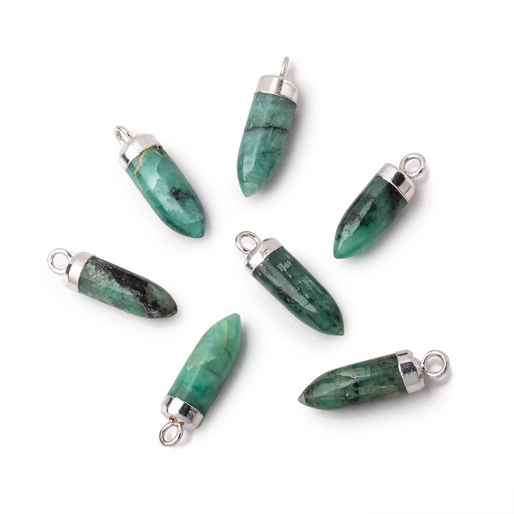 12-16mm Silver Leafed Emerald Plain Spike Focal Pendant 1 piece (ONLINE ORDER ONLY)