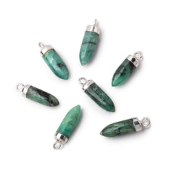 12-16mm Silver Leafed Emerald Plain Spike Focal Pendant 1 piece (ONLINE ORDER ONLY)