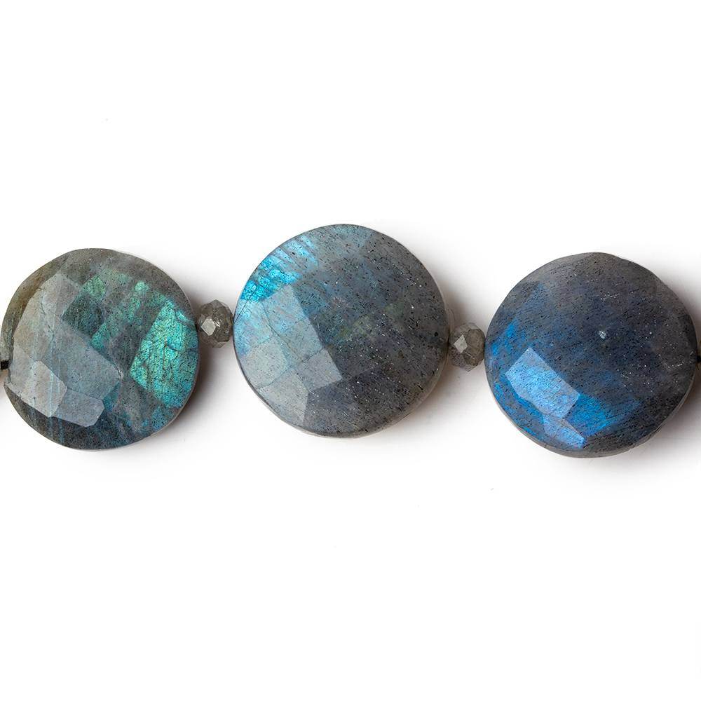 12-17mm Labradorite Faceted Coin Beads 16 inch 23 pieces A