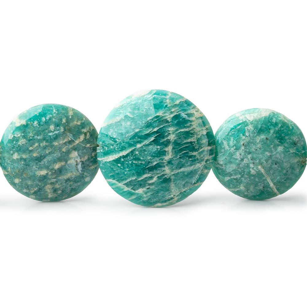 12-26mm Russian Amazonite Side Drilled Coin Beads 7 inch 9 pieces (ONLINE ORDER ONLY)