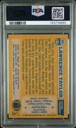 Graded 1982 Topps Lawrence Taylor #434 Rookie RC Signed Football Card PSA 7 Card - Auto Grade 10