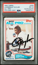 Graded 1982 Topps Lawrence Taylor #434 Rookie RC Signed Football Card PSA 1.5 Card - Auto Grade Authentic