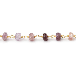 4mm Multi Color Spinel faceted rondelle Vermeil Chain by the foot 39 beads (ONLINE ORDER ONLY)