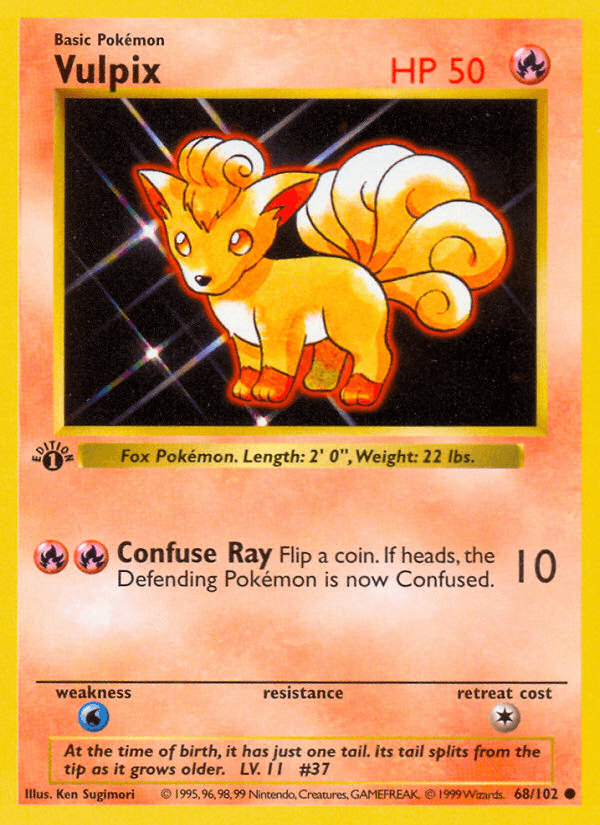 Vulpix (68/102) (Shadowless) [Base Set 1st Edition] (Online Only)