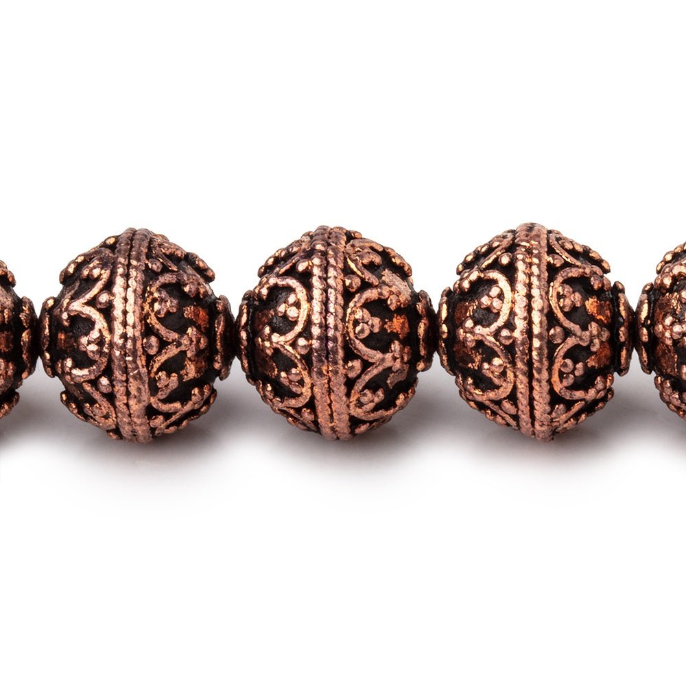 12mm Antiqued Copper Moroccan Round 8 inch 19 Beads (ONLINE ORDER ONLY)
