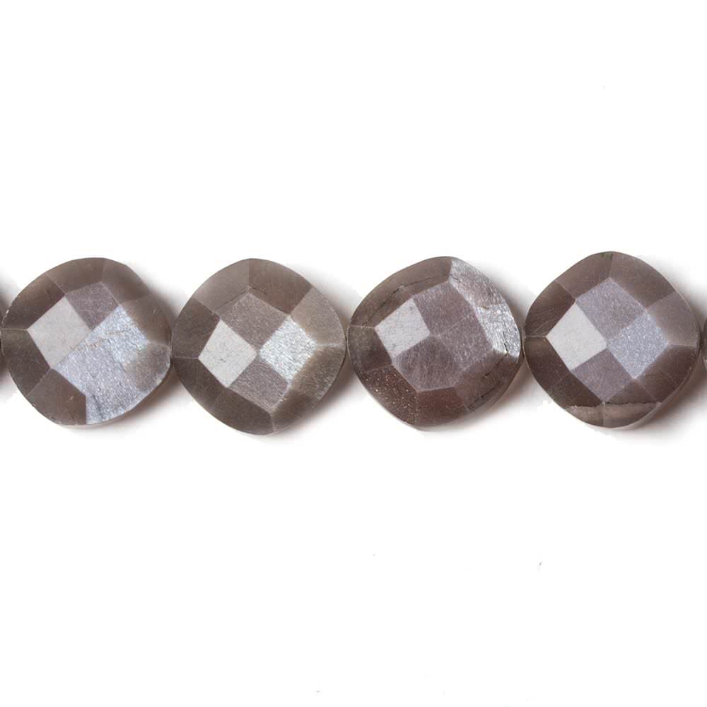 12mm Chocolate Moonstone faceted pillow beads 7 inch 14 pieces (ONLINE ORDER ONLY)
