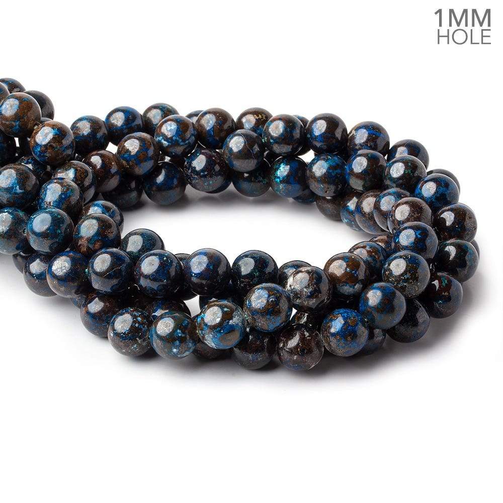 12mm Chrysocolla plain round large hole beads 16 inch 34 pieces A (ONLINE ORDER ONLY)