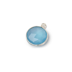 12mm Silver Bezel Santorini Blue Chalcedony Coin Pendant 1 piece (ONLINE ORDER ONLY)