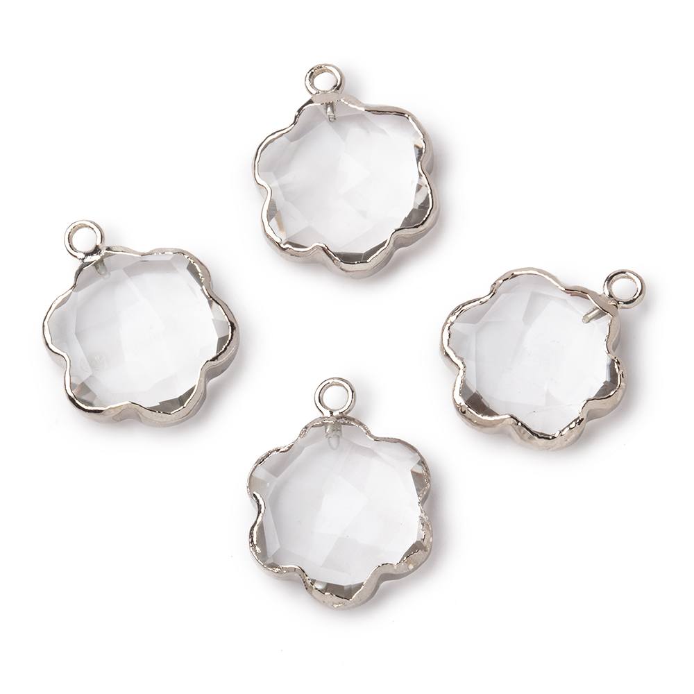 12mm Silver Leafed Crystal Quartz Faceted Flower Pendant 1 piece (ONLINE ORDER ONLY)