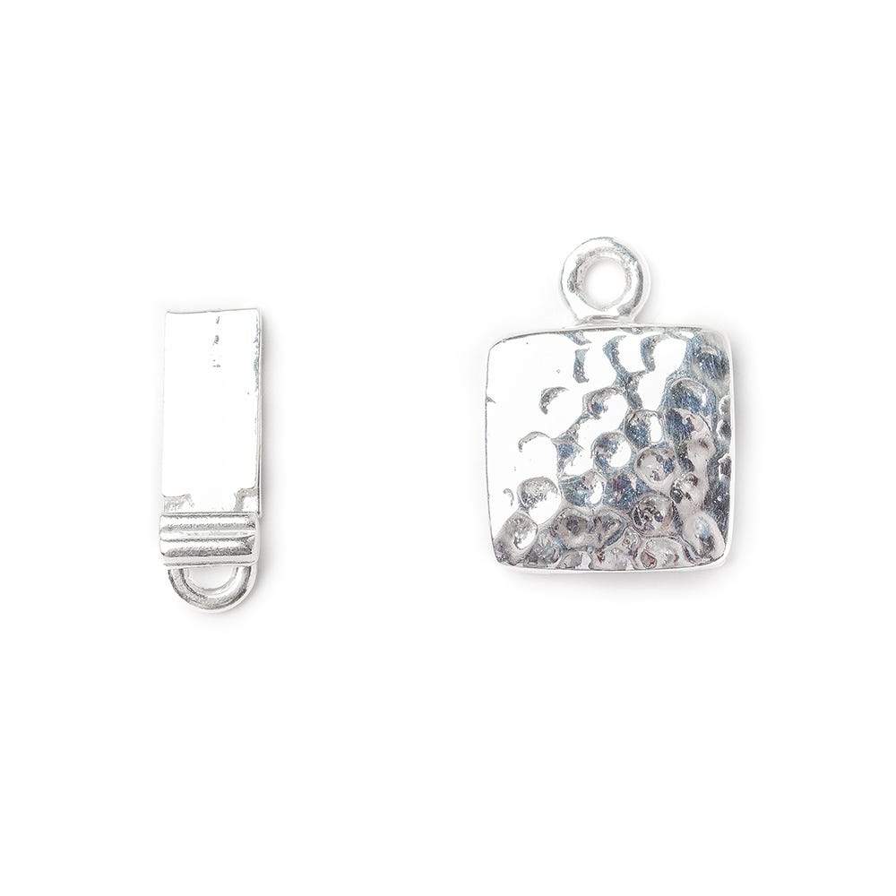 12mm Sterling Silver Box Clasp Square Hammered Design 1 piece (ONLINE ORDER ONLY)
