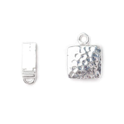 12mm Sterling Silver Box Clasp Square Hammered Design 1 piece (ONLINE ORDER ONLY)