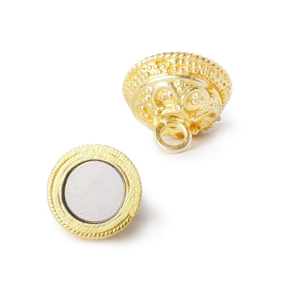 12mm Vermeil Magnetic Clasp Persian Miligrain Design 1 piece (ONLINE ORDER ONLY)