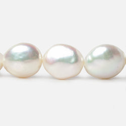 12mm White Iridescent Coin Freshwater Pearls 15 inch 29 pieces A