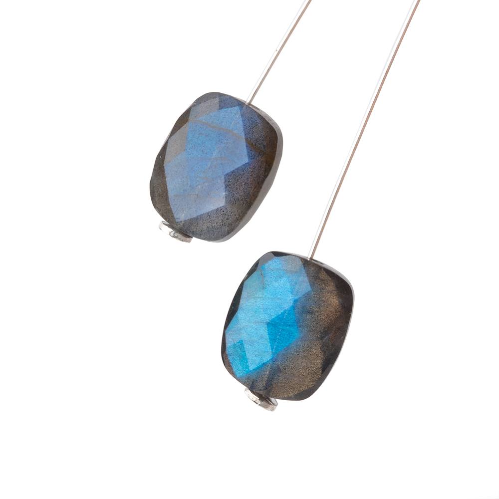 12x10mm Labradorite Faceted Rectangle Focal Beads Set of 2 AA 1mm hole (ONLINE ORDER ONLY)