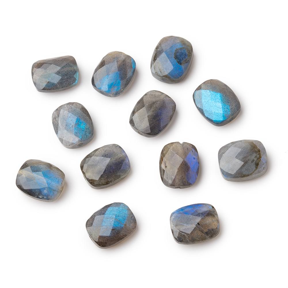 12x10mm Labradorite Faceted Rectangle Focal Beads Set of 2 AA 1mm hole (ONLINE ORDER ONLY)