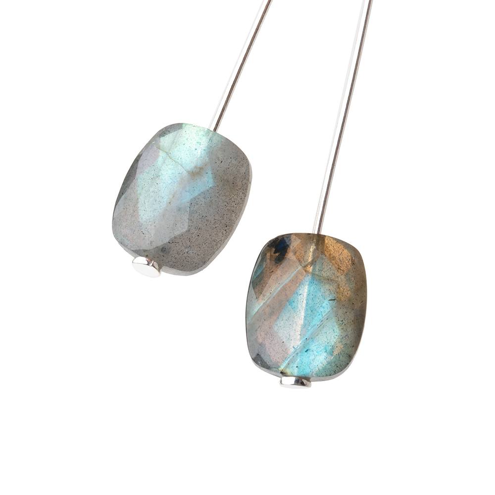 12x10mm Labradorite Faceted Rectangle Focal Set of 2 Beads AA 1mm hole (ONLINE ORDER ONLY)