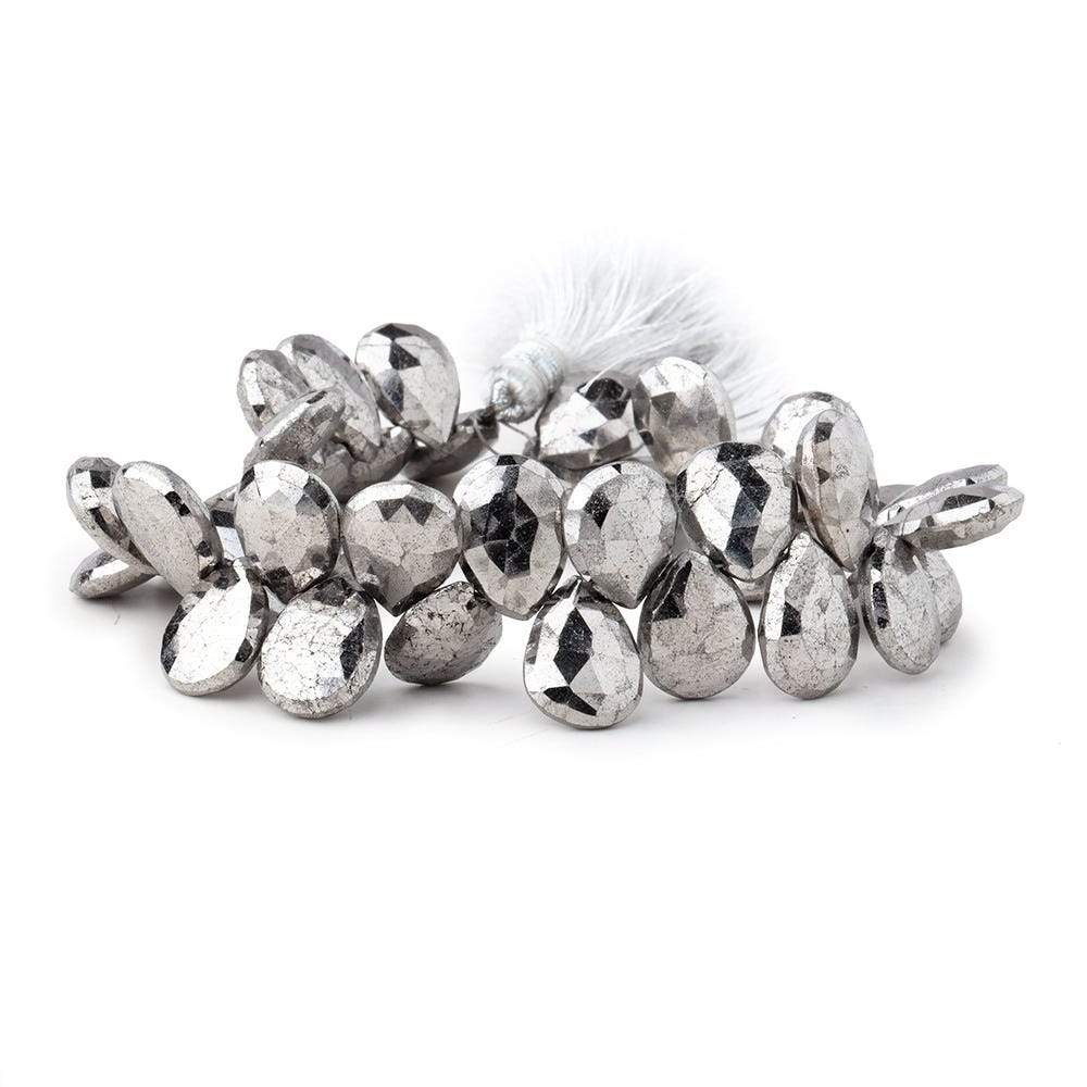 12x10mm White Pyrite Faceted Pear Briolette Beads 7.5 inch 30 pieces (ONLINE ORDER ONLY)