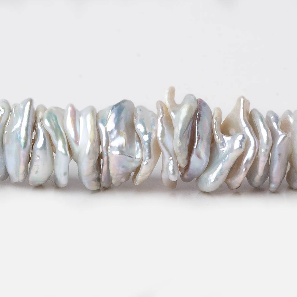 12x11-15x13mm Silver Overtone White Keshi Center Drilled Pearls 16 inch 128 pcs (ONLINE ORDER ONLY)