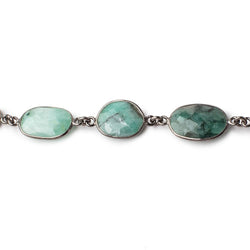 Emerald Bezel Set Black Gold over sterling Chain by the foot