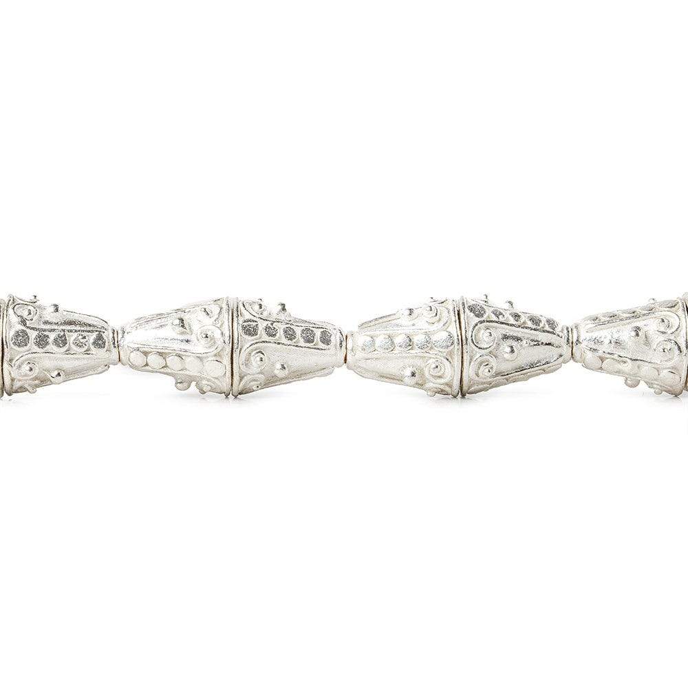12x11mm Sterling Silver Plated Copper Cone Circular Bali Design 8 inch 16 pcs (ONLINE ORDER ONLY)