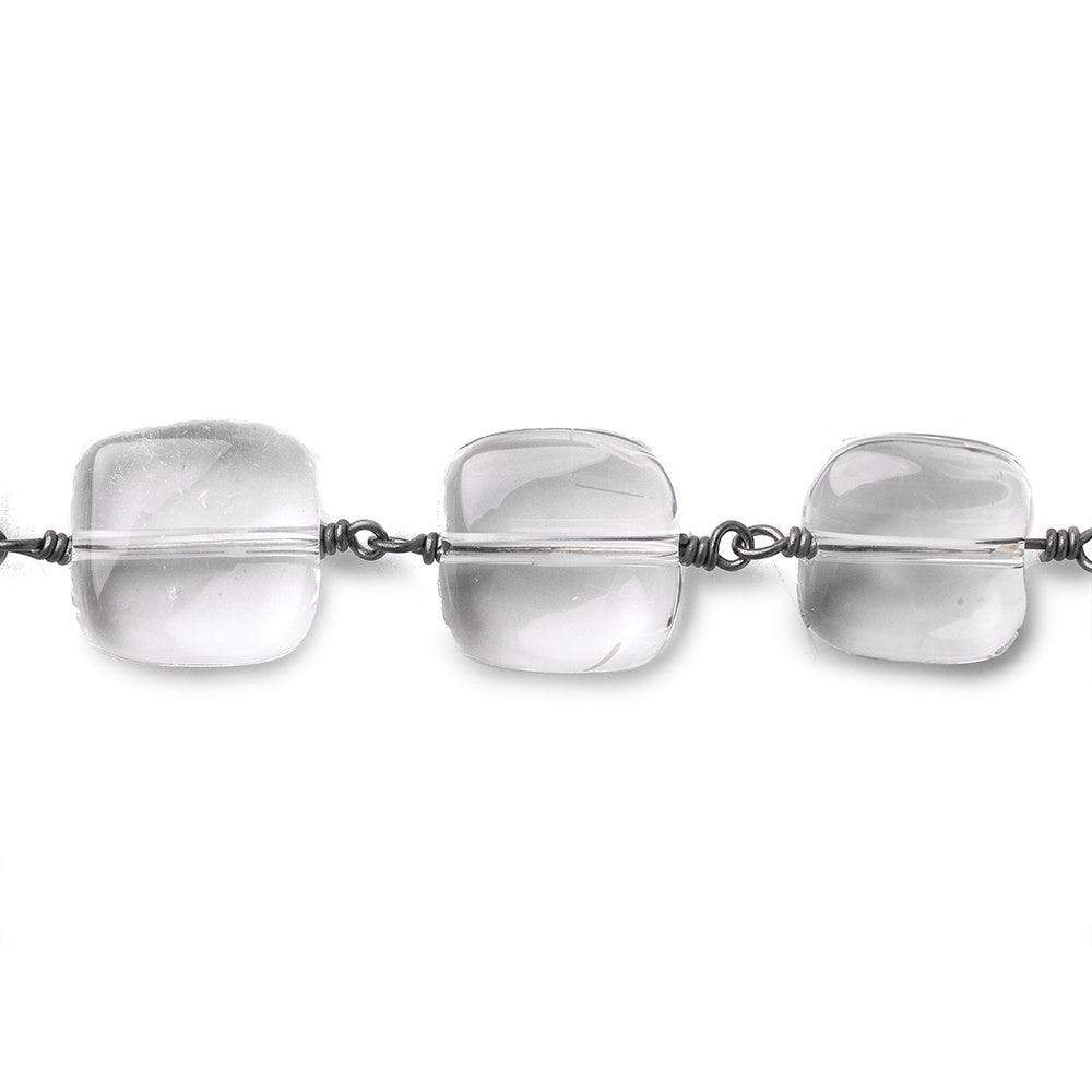 12x12mm Crystal Quartz plain cushions Black Gold plated Chain by the foot (ONLINE ORDER ONLY)