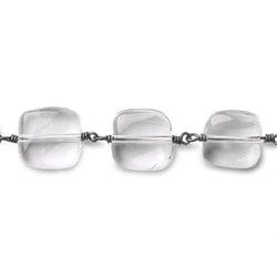 12x12mm Crystal Quartz plain cushions Black Gold plated Chain by the foot (ONLINE ORDER ONLY)