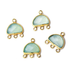 12x13mm Vermeil Bezel Seafoam Green Chalcedony Half Moon 3 ring Connector 1 focal bead (ONLINE ORDER ONLY)