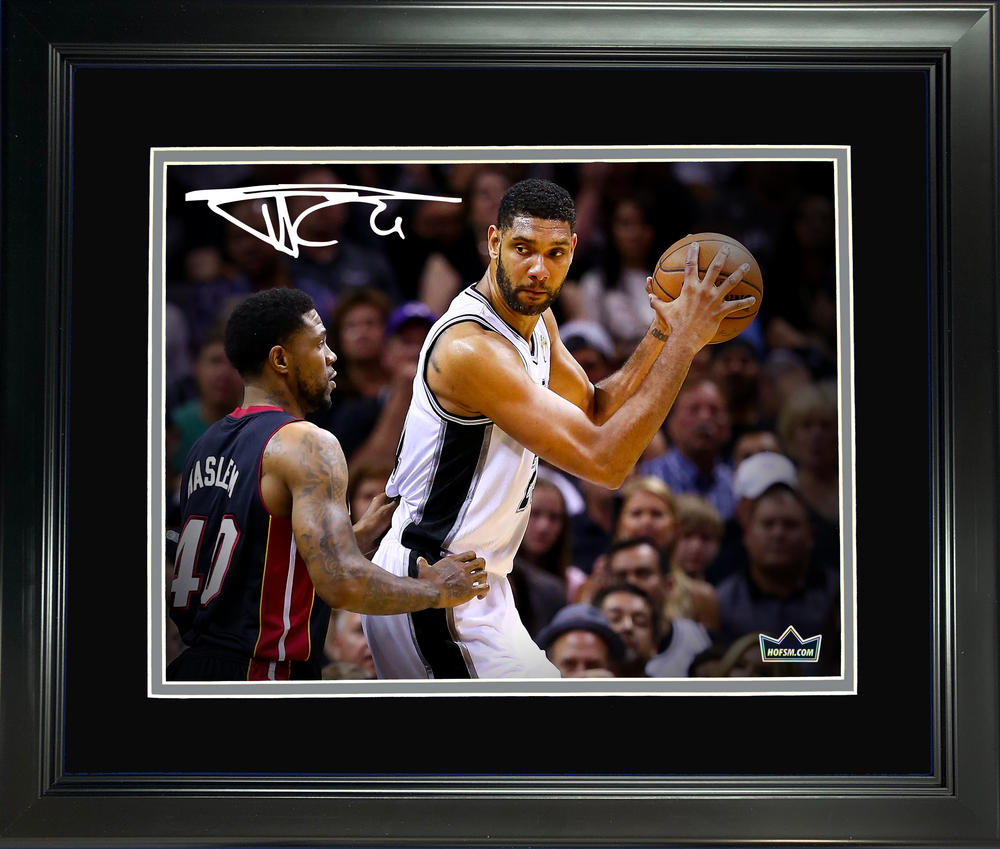 Framed Tim Duncan Facsimile Laser Engraved Signature Auto San Antonio Spurs 11"x14" Basketball Photo HOFSM Holo (ONLINE ORDER ONLY)
