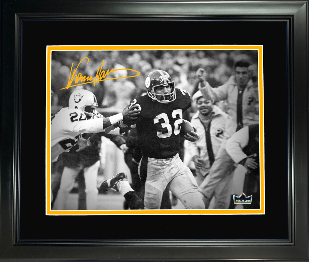 Framed Franco Harris The Immaculate Reception Facsimile Laser Engraved Signature Auto Pittsburgh Steelers 11"x14" Football Photo HOFSM Holo (ONLINE ORDER ONLY)