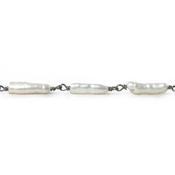 12x5-15x4mm White Biwa straight drill Black Gold .925 Silver Chain by the foot 16 pcs (ONLINE ORDER ONLY)