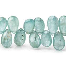 12x7-16x8mm Teal Kyanite Plain Pear Beads 7.5 inch 49 pieces