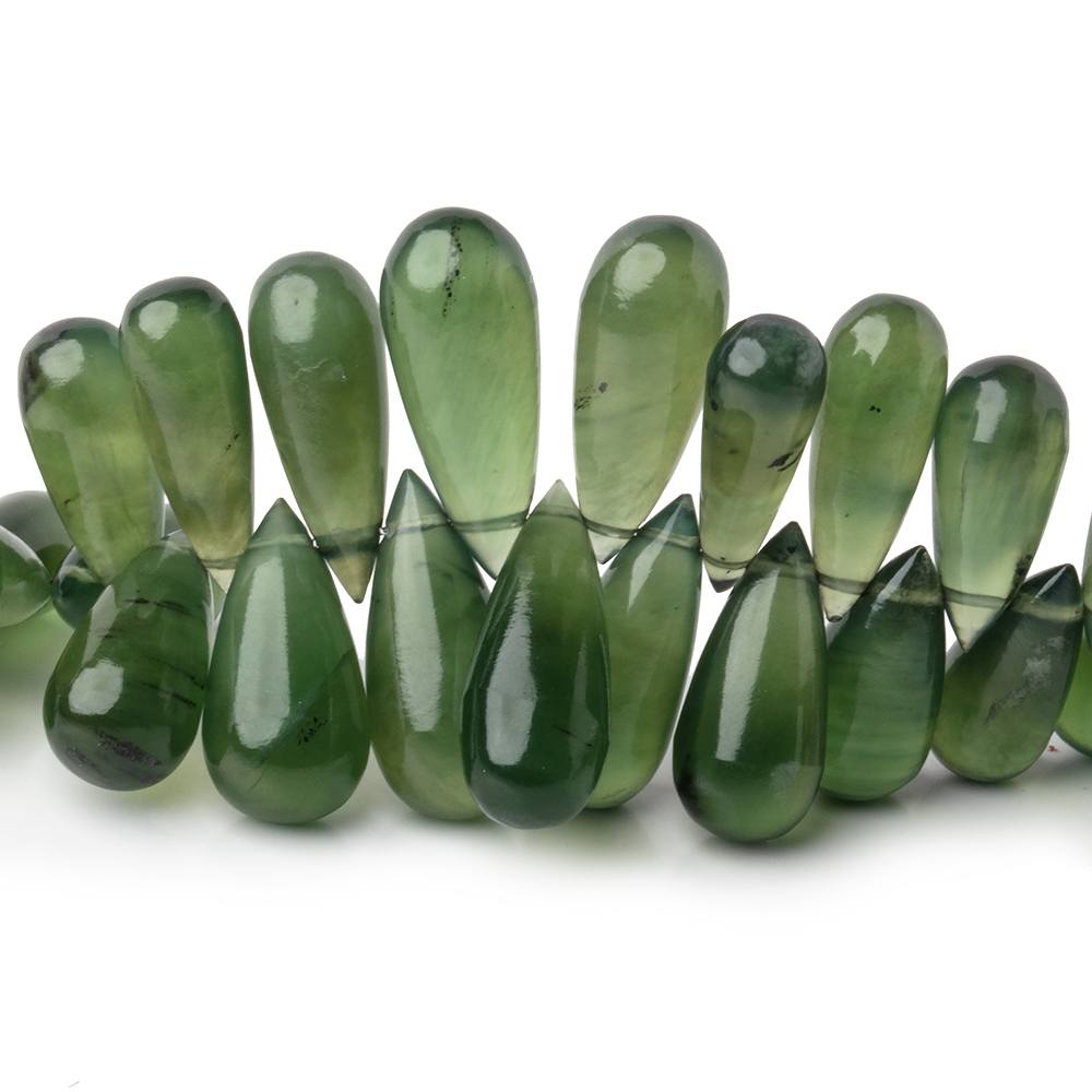 12x7-18x7mm Nephrite Jade Plain Tear Drop Beads 3 inch 26 pieces (ONLINE ORDER ONLY)