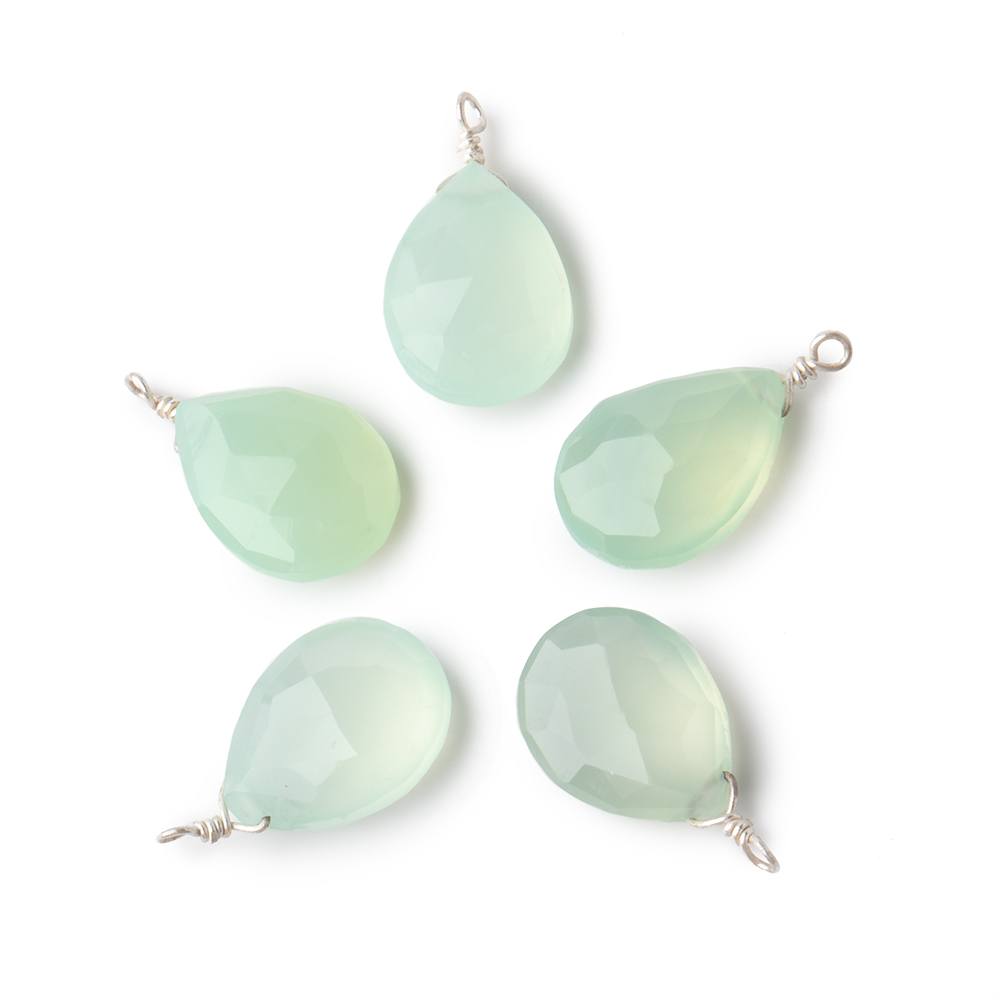 12x9mm Silver Wire Wrapped Lime Chalcedony Faceted Pear 1 Focal Pendant (ONLINE ORDER ONLY)