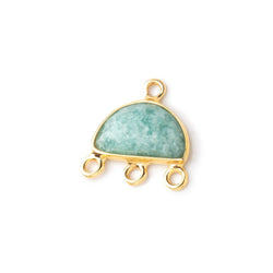 12x9mm Vermeil Amazonite Half Moon East West 3 ring Connector (ONLINE ORDER ONLY)