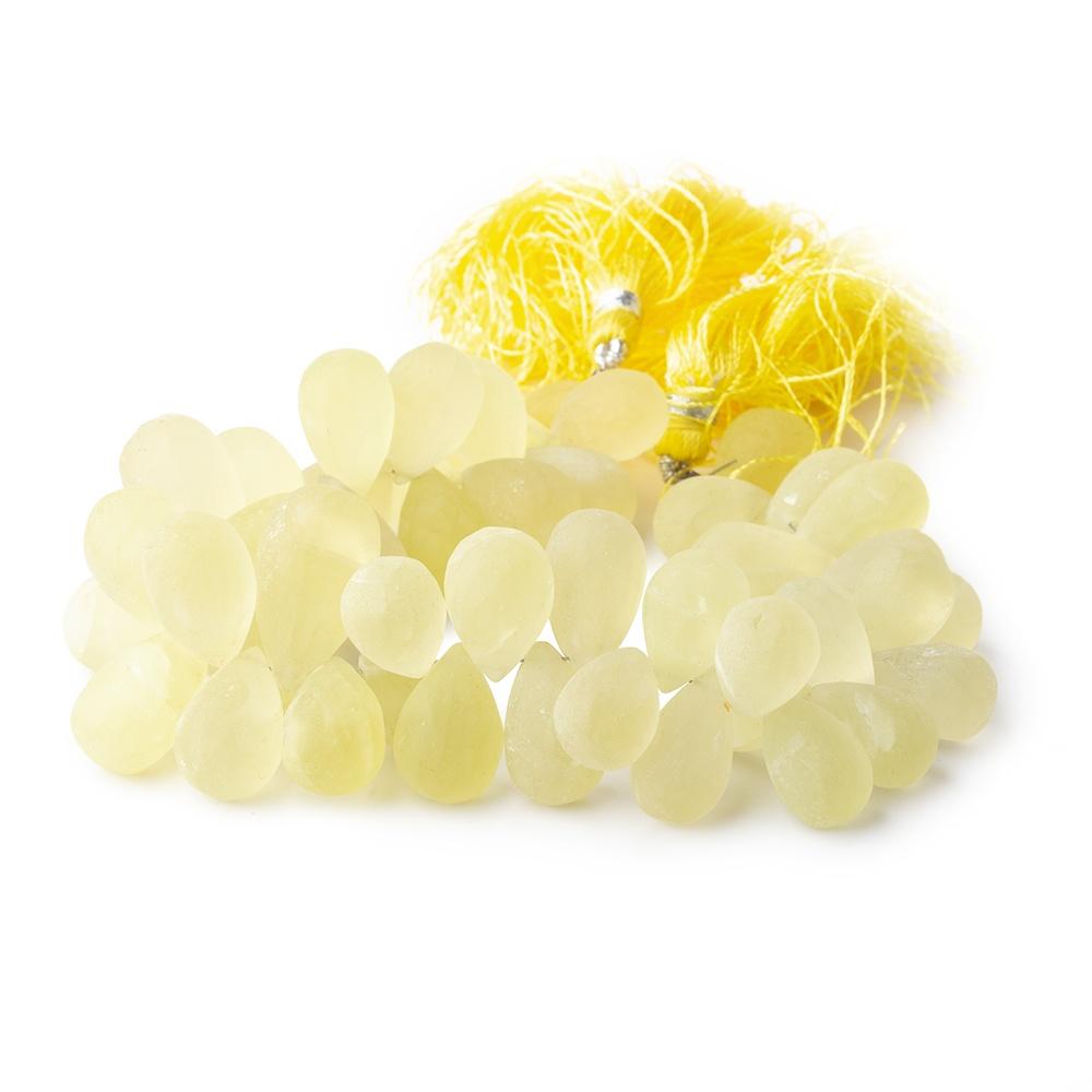 13-21mm Frosted Lemon Quartz Plain Tear Drop Beads 7.5 inch 48 pieces (ONLINE ORDER ONLY)