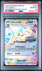 Graded 2025 PKM PRE EN Jolteon ex #030 Surprise Box Exclusive Prismatic Evolutions Trading Card Game PSA 10 Gem Mint (ONLINE ORDER ONLY)