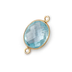 13x11mm Vermeil Bezel Sky Blue Topaz faceted oval Petite Connector 1 piece
