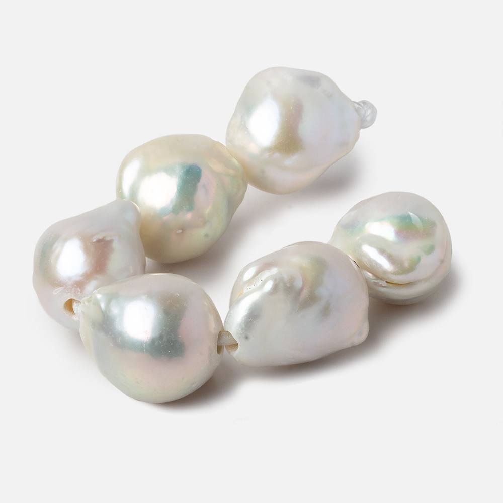 13.5x16.5-15.5x17.5mm White Ultra Baroque 2.5mm Large Hole Freshwater Pearls 4 inch 6 pieces A (ONLINE ORDER ONLY)